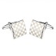 Boutons de Manchette Damier Acier / Or