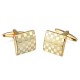 Boutons de Manchette Damier Acier / Or