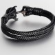 Bracelet Homme Cuir Ancre Noire