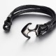 Bracelet Homme Cuir Ancre Noire