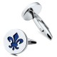 Boutons de Manchette Fleur de Lys Bleu émail