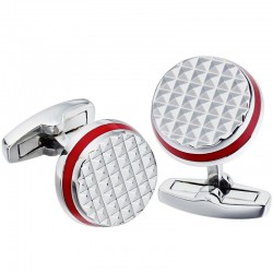 Boutons de Manchette Design Rouge Pointe Diamant