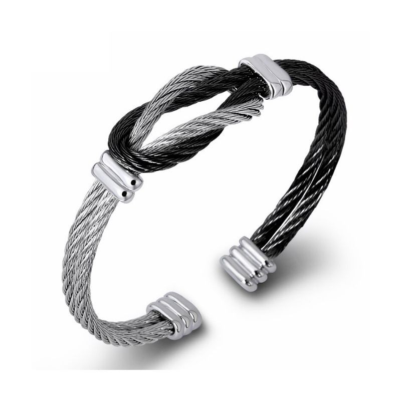 Carbon fiber black IP stainless steel bracelet for men