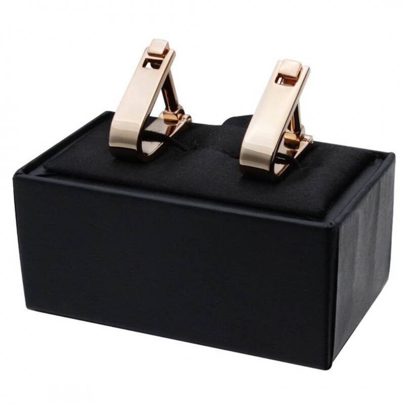 Boutons De Manchette Homme Rectangle Or Rose - Set Pour Mariage, Chemise, Cadeau élégant 1.4x2cm
