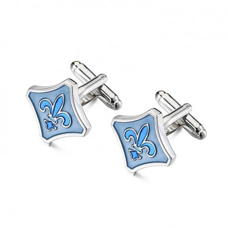 Boutons de Manchette Fleur de Lys Bleu